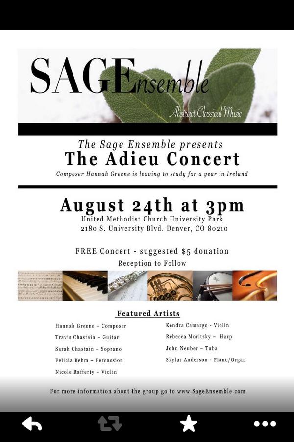 SageEnsemble's tweet image. #NewMusic #denver #abstractclassical #freeconcert