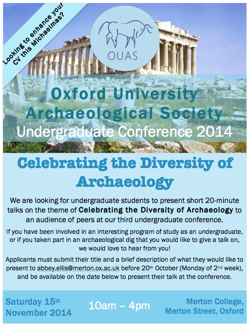 OxfordArchSoc's tweet photo. This November @MertonCollege is hosting our third undergraduate conference! Want to get involved? Take a look: http://t.co/WADHuM1XoK