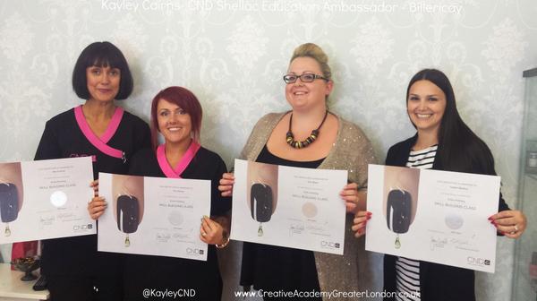 NailyKayleyEdu's tweet photo. @SamanthaSweet @SweetSquared @CNDWorld A fab day with these lovely ladies-one step closer to being #CNDMasterPainter! http://t.co/oNvDZus97d