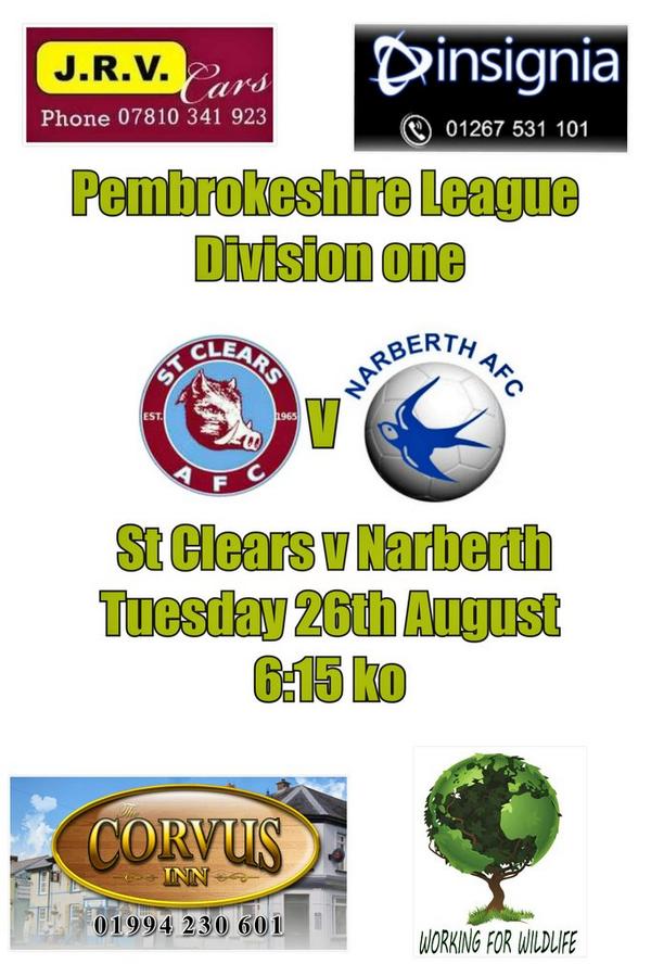 Tuesday night the 1sts welcome <a href="/NarberthAFC/">NarberthAFC</a> to Community Fields.  6:15ko. #PembsDiv1