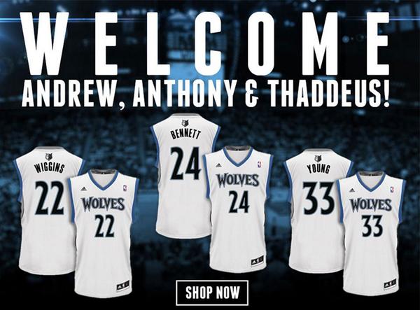 Timberwolves's tweet photo. Gear up for #Twolves season with some new merch from the Wolves Pro Shop! #EyesOnTheRise http://t.co/jzjLiUZF08 http://t.co/O69A4tn8Ed