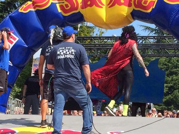 With wizardry Nessie rose from the depths #soapbox @redbullSEA ... Vote CAR13 by text: 66937