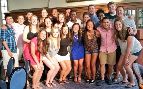 jeahlenk's tweet photo. We don't always wear neon pink shirts #XUmanresa #FAC6 http://t.co/PbM824eQsz