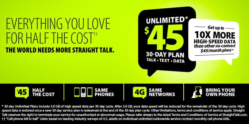 Walmart on X: *Unlimited talk, text and data for $45 a month. Yes, you  read that correctly. Details here:    / X