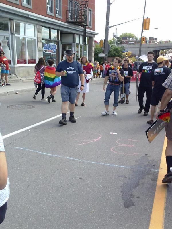 farashaofottawa's tweet photo. Walked in the Pride Parade with @UnitedChurchCda. This was before the parade, while we were gathering. http://t.co/UyFdnBf3Yr