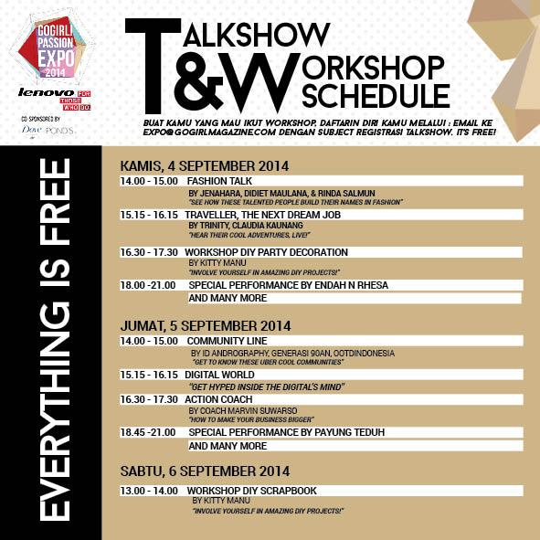 Hey guys, yg udh ga sabar pengen ke #GogirlExpo14 mana suaranyaaa? Ini nih jdwal acaranya. Dicatet yaa :D