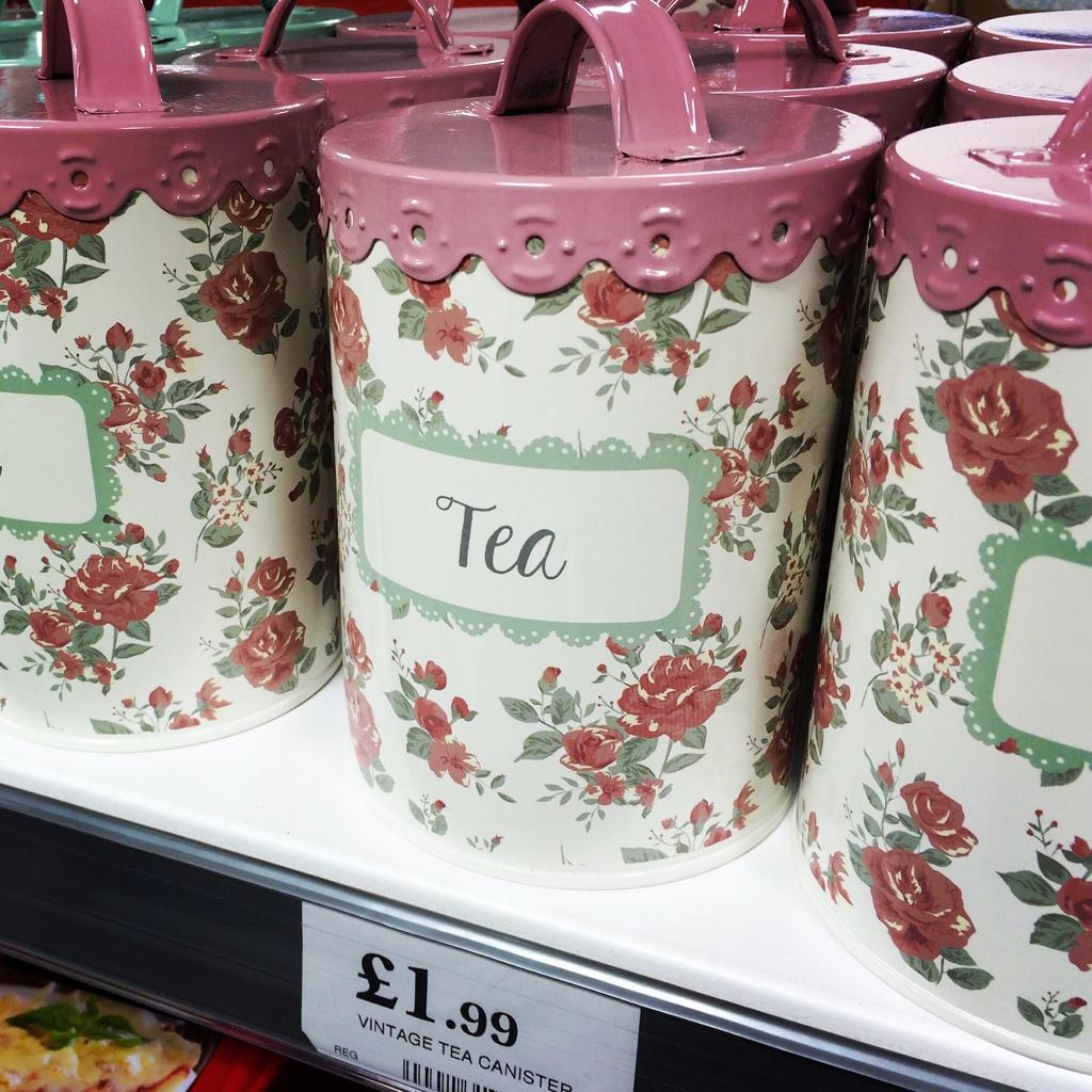 Shabby chic tea store coffee sugar jars