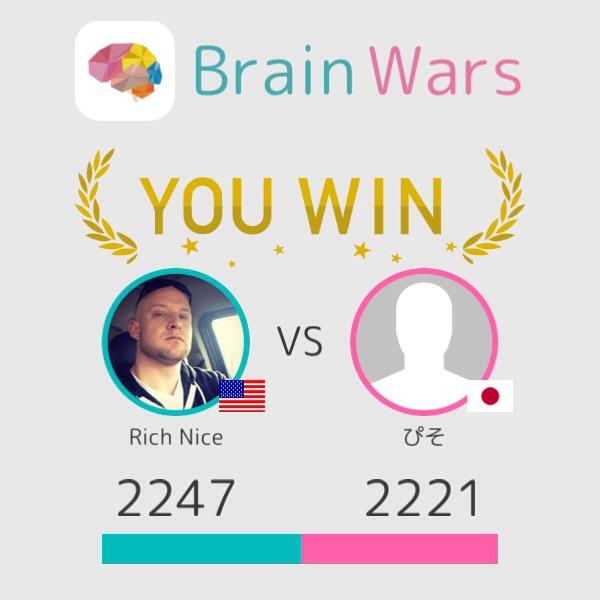 RichNice20's tweet image. I challenged ぴそ and won:) Let's play! #BrainWars brainwarsapp.com/b/618381