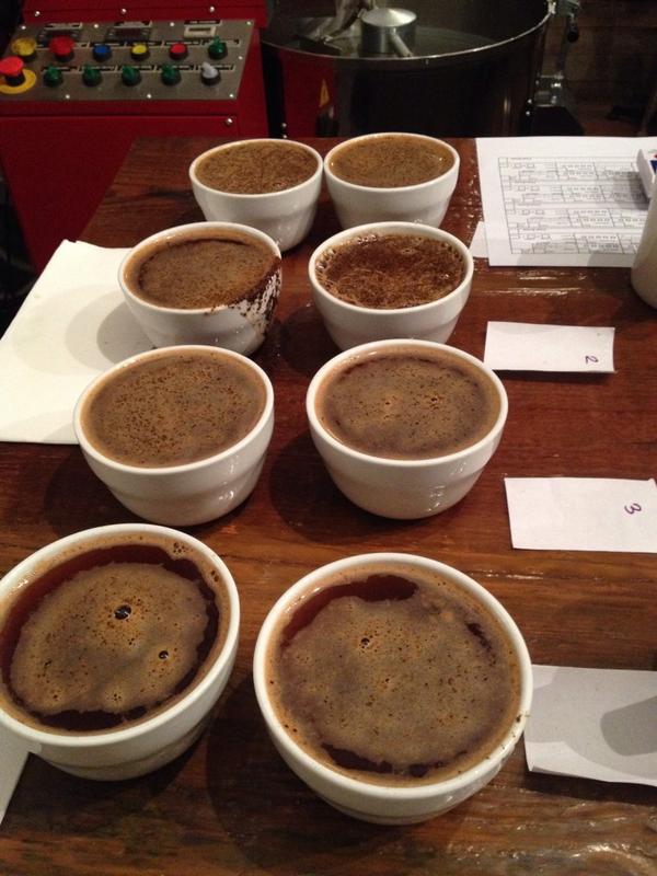 cabritocoffee's tweet photo. Guatemalans on the cupping table tonight! #silocoffee #cupping http://t.co/vb0wOxZWVL