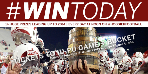 IndianaFootball's tweet photo. RT for the chance to win two tickets to the Indiana-Purdue game on Nov. 29 AND a replica Old Oaken Bucket! http://t.co/FANjFCF4lm