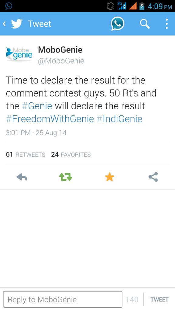 cjmitra's tweet photo. @MoboGenie @BabuBeg ye dekhiye..
#FreedomWithGenie #IndiGenie http://t.co/DfgZOCaPcc