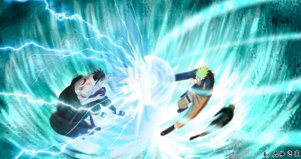 Chidori vs Rasengan = naruto y sasuke