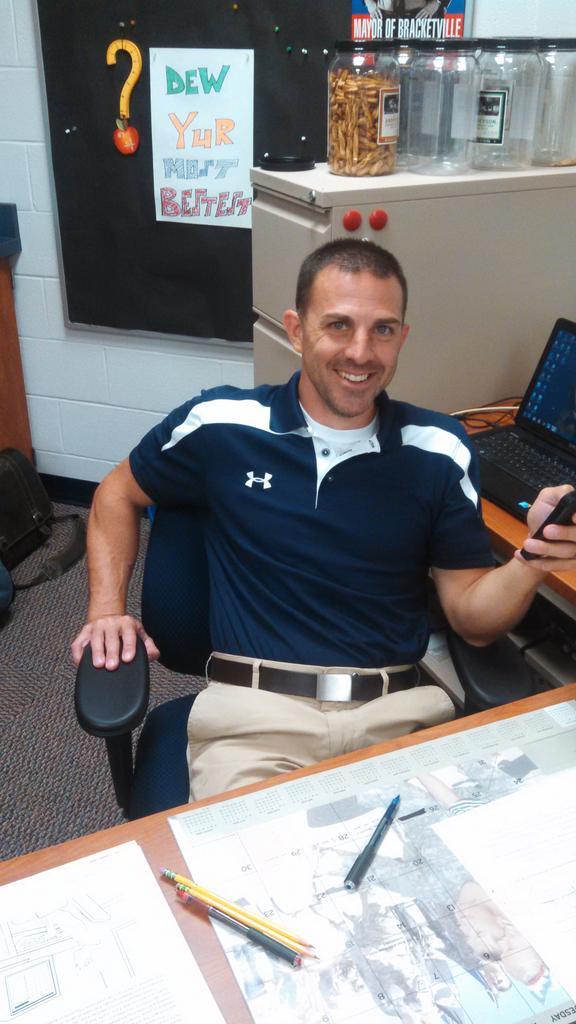 True Story: @CoachPado forgot dress shirt this morning. Only shirt we could find to fit him is from 10 yd. old boy...
