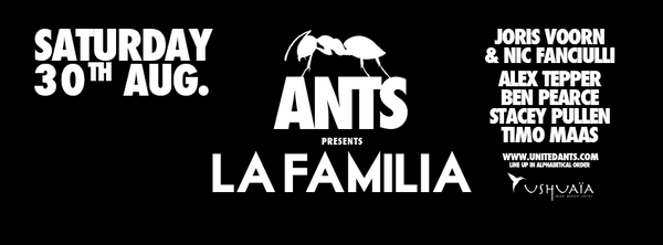 UNITEDANTS's tweet photo. ANTS  @LaFamiliaOff Sat 30th Aug @jorisvoorn @nicfanciulli  @alextepper @BenPurpSoul @staceypullen @timomaaslive http://t.co/tR5HC6ovQa