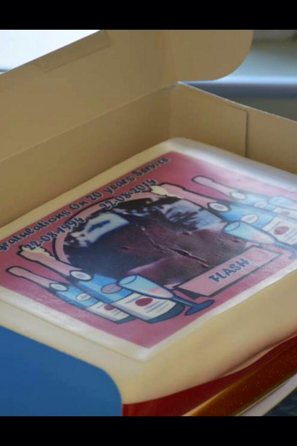 Murrayfield6658's tweet photo. A team of family friends and staff prepared for the surprise can't not mention the cake as well http://t.co/lyd8crViEK