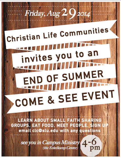 Happy first day of school, SLU students! See you Friday at our first event of the year! Spread the word!!