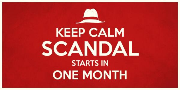 ScandalABC's tweet photo. One month! 😄 #Scandal http://t.co/oluOhBjCf9