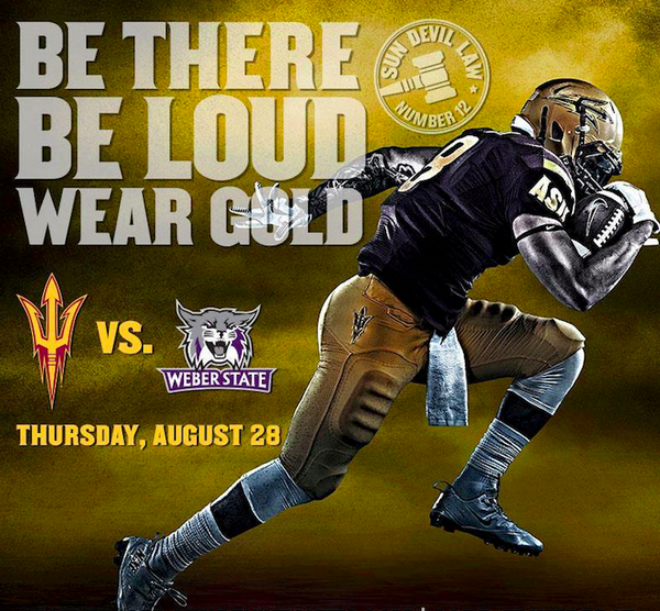 TheSunDevils's tweet photo. #SunDevilLaw 12: Be There. Be Loud. Wear Gold. See you at Sun Devil Stadium. http://t.co/1rzYd38qPb