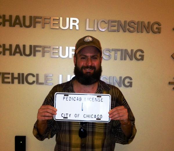ChicagoBACP's tweet photo. Congrats to @tcorourke for being Chicago's first licensed #pedicab operator! @ChicagoPedicabs #ChicagoBACP http://t.co/izpo4vmbks