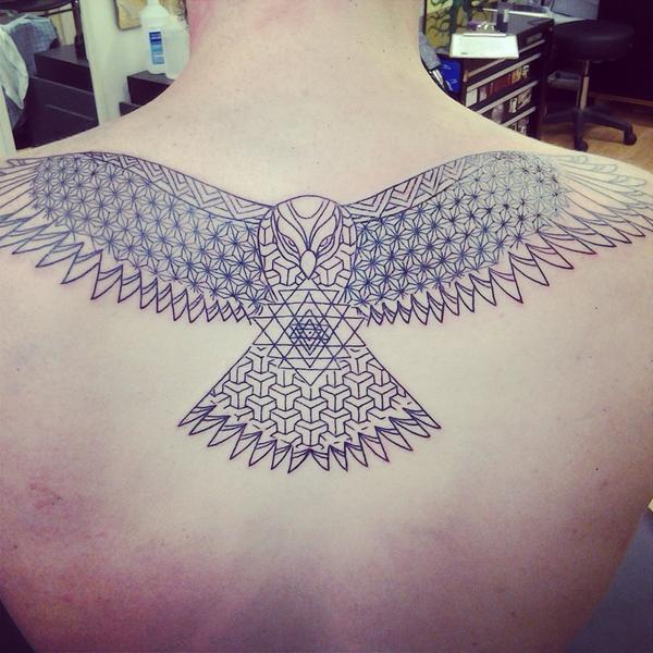 Geometric Eagle Tattoo On Left Forearm by Okan Uckun