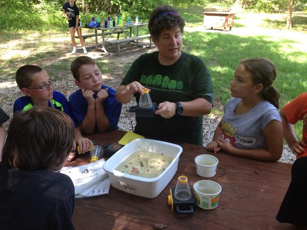 schuh926's tweet photo. @AfftonSchools 6th grade camp students learning in natures classroom. http://t.co/VtaBY1Dgxy