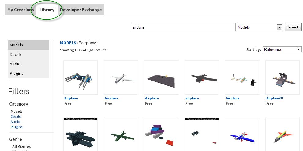 Bloxy News on X: #BloxyNews  #Roblox has made it so you can only view  FREE Models, Decals, Audio, etc in the Library. You can no longer view  items that are offsale. ->