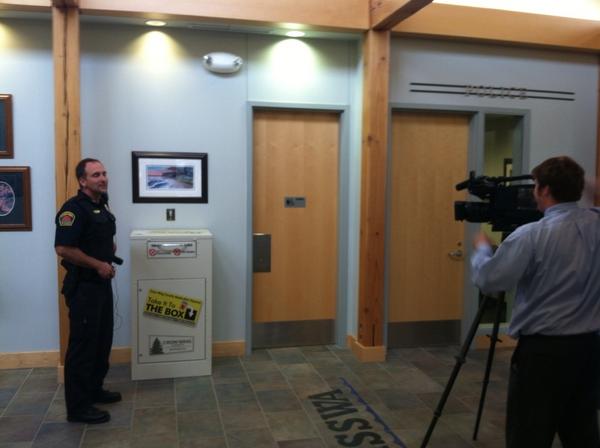 Officer Boelter taping a segment for Lakeland News.