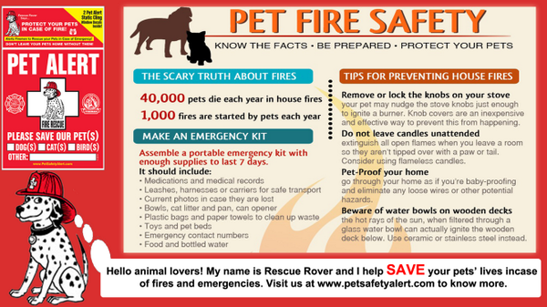 RescueRover's tweet photo. Please make sure that your fire safety plan includes your pets! http://t.co/y6FjZJaJ1R #Petsafety #Pets http://t.co/ETmhsUd0ev