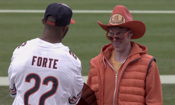BleacherReport's tweet photo. VIDEO: Matt Forte and Andrew Luck make cameos in this hilarious fantasy football mockumentary http://t.co/JLFY7Zsg6K http://t.co/8YEdlXxkSI