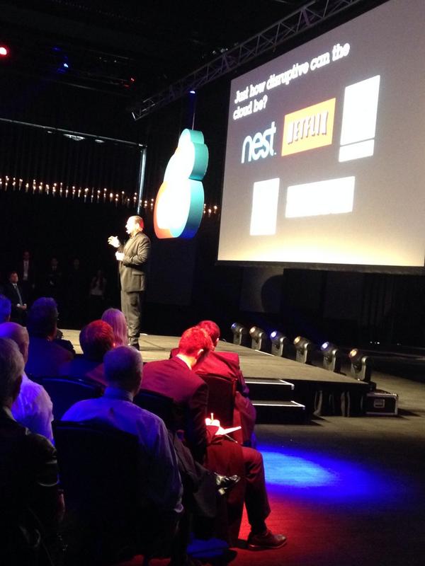IBMcloud's tweet photo. Lance Crosby, SoftLayer CEO talks about how disruptive #cloud can be to a packed house #cloudexp14 http://t.co/6RLszGl6tJ