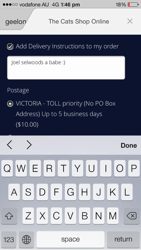 jaimeee14's tweet photo. Important delivery instructions for the cats shop! @joelselwood14 next time I'll just ask for a signature sent haha http://t.co/qGjOW1dsnT