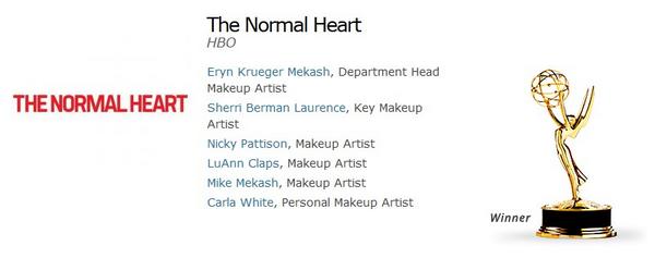NormalHeartFilm's tweet image. #TheNormalHeart won a Primetime Emmy Award for Outstanding Makeup for a Movie.