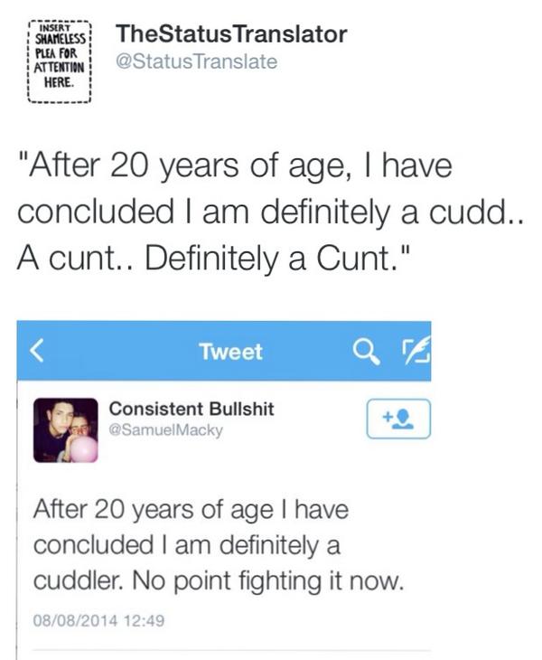 StatusTranslate's tweet image. #throwbackthursday #tbt #cunt