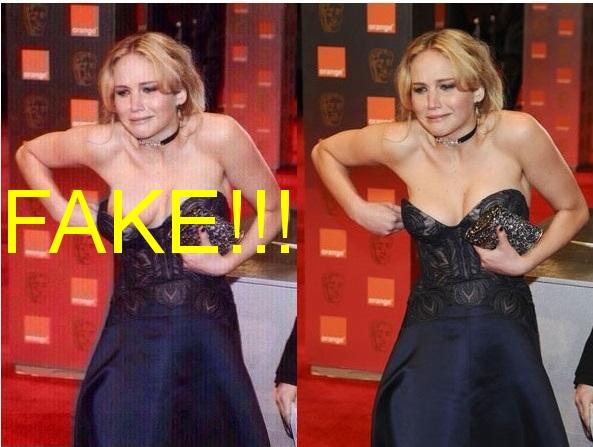 “The jennifer lawrence nip slip pic is fake. 