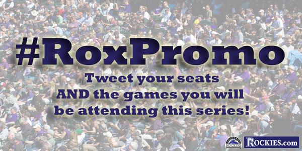Rockies's tweet photo. Let's pick #RoxPromo winners for #Retire17 Weekend! Tweet your seat &amp; games for the chance to be in an in-game promo. http://t.co/dsZuv6VfOt