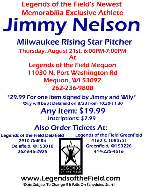 WISCOAutographs's tweet photo. Retweet this for the @Jimmy_J_Nelson signing @lotfautographs ! every  2 K's nelson has on friday ill give away ticket http://t.co/7ER2T0kCFS