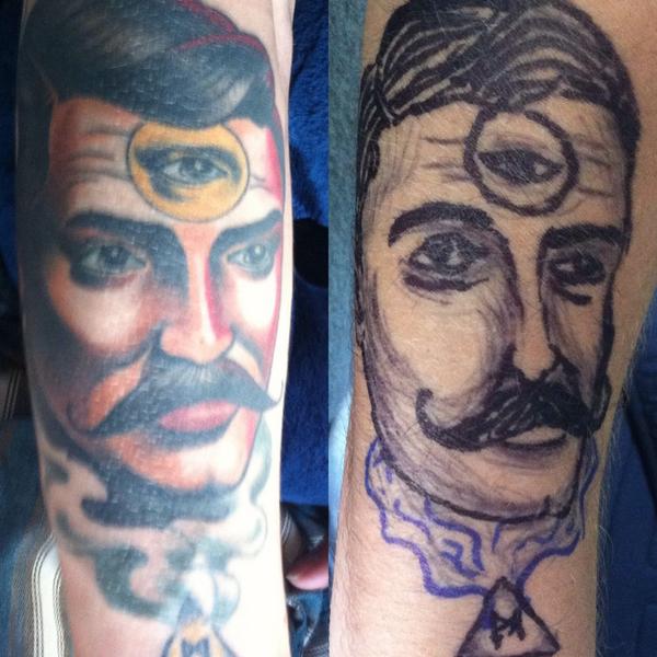 rickschaier's tweet photo. Brandon and I got matching tattoos! What do y'all think?! (Comment on the comment section) http://t.co/PMbXYGG6si