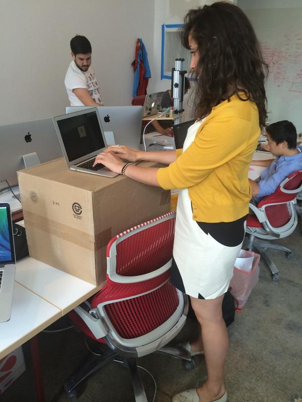 0penbeta's tweet photo. RT @MattHartman: Check out @LaBraveMargot's standing desk MVP. #hackerculture http://t.co/vTmPIMOQM5