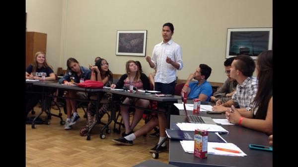 UTLawIIO's tweet photo. Aboriginal Youth Summer Program participant, Kevin, advocates for cultural and spiritual consideration for land #AYSP http://t.co/7YdBWZZl0g