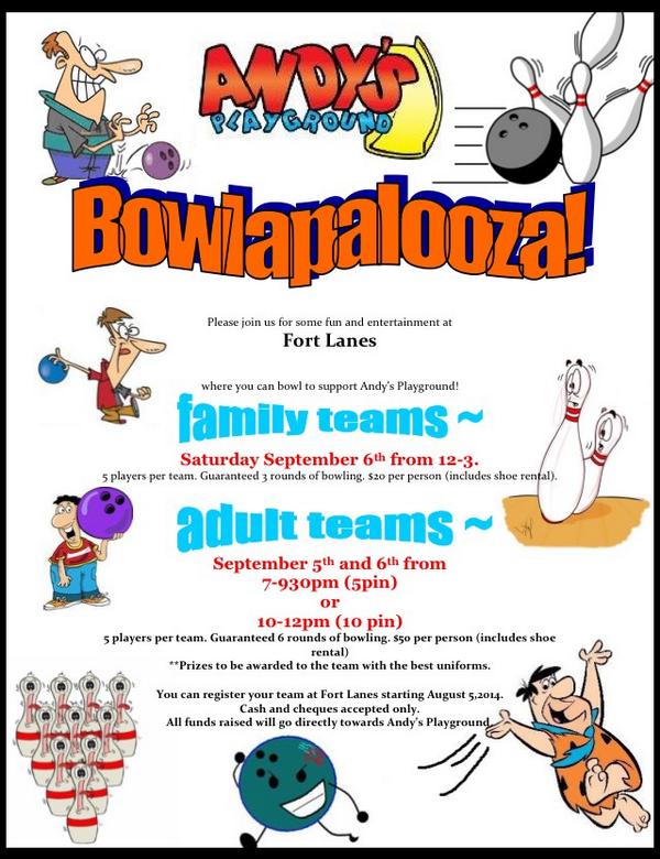 alyssavanhecke's tweet photo. Spread the word! Another @APCF2014 event! Andy's Bowlapoolza! Get your teams signed up quickly, space is limited!! http://t.co/DrUz2GwSRm