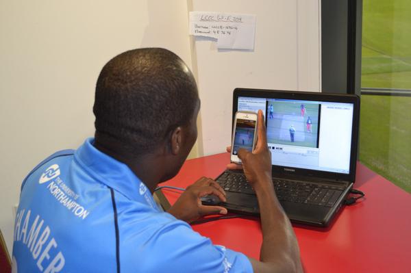 NorthantsCCC's tweet photo. CAUGHT RED HANDED: @Maurice29chamb enjoying catching up on his wickets #ForHisFans http://t.co/kqoPxZcGit
