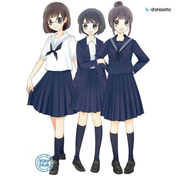 Stayblue 学校制服図鑑 滋賀県立膳所高校の制服イラスト 滋賀県を代表する進学校です 制服はブレザーもセーラー服もどっちも選べる羨ましい仕様 セーラー服は関西襟に黒スカーフを手結します Http T Co Tw54cm0doj Twitter