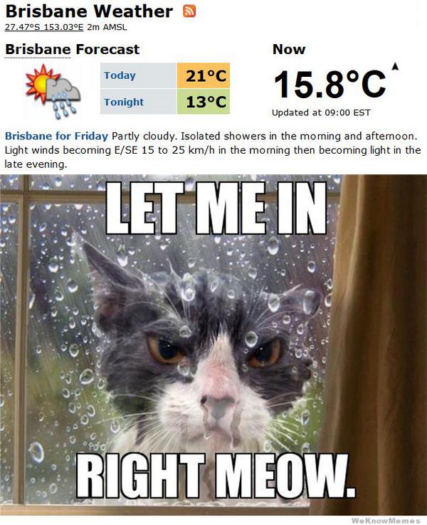 Strongguard's tweet image. Happy wet Friday, make sure you're ready for tomorrow's downpour #Brisbane #Weather (courtesy weatherzone.com.au)