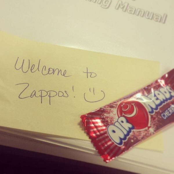 ZapposCulture's tweet image. Given to me by a complete stranger from the 8th floor 😊 #corevalue7 "build a positive team and family spirit" Tak...