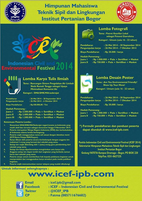 Hai <a href="/smantiMTR/">SMANTI Mataram</a> yuk ikutan Karya Tulis Ilmiah, Poster dan Fotografi ICEF 2014 IPB. Info: klik icef-ipb.com