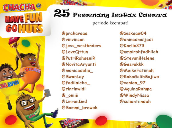 ChaCha_Cokelat's tweet photo. INI DIA! 25 PEMENANG #HvFunGoNuts PERIODE 4! SELAMAAAAAATT!! http://t.co/9szqWmTjDO