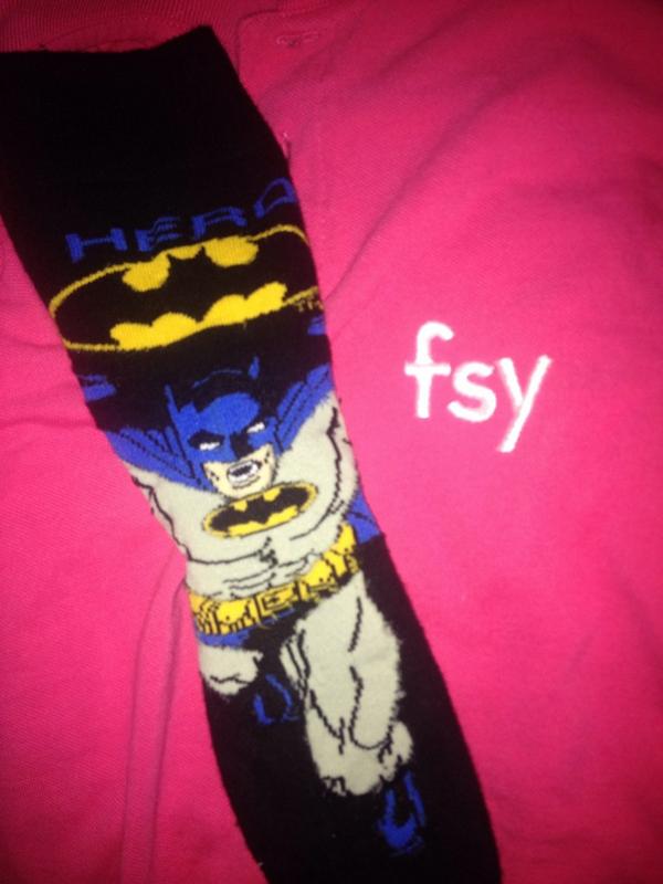 allysiu's tweet image. Batman has arrived! @FSYLondon #DifferentDay #DifferentSocks