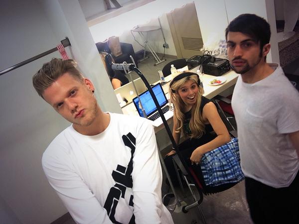 scotthoying's tweet photo. Omg a really sweet fan got me this selfie rod thing so I can take selfies from far away; I'm low key obsessed? http://t.co/CwBrIYiA7I