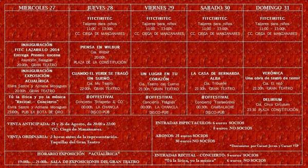 LazarilloTeatro's tweet photo. Programación del #40FITC http://t.co/7CXCbq2Eof