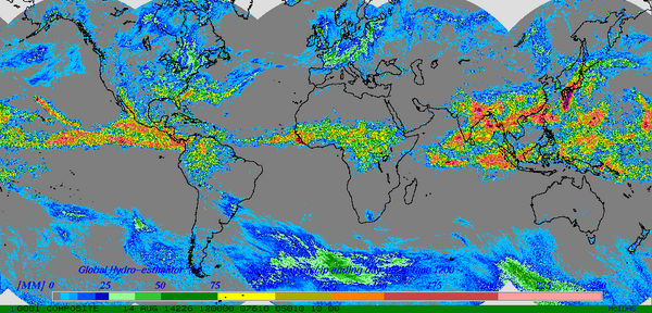 A week of satellite-estimated rainfall across the globe from Aug. 7-14. go.usa.gov/EDKd
